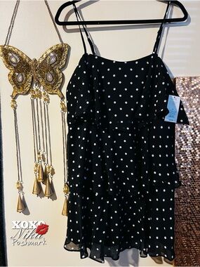 A New Day Black Dress with White Polka Dots - Size Medium